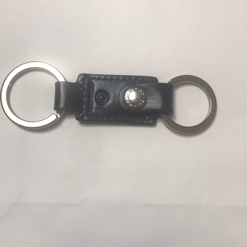 Coach leather keychain black & silver New - Picture 2 of 4